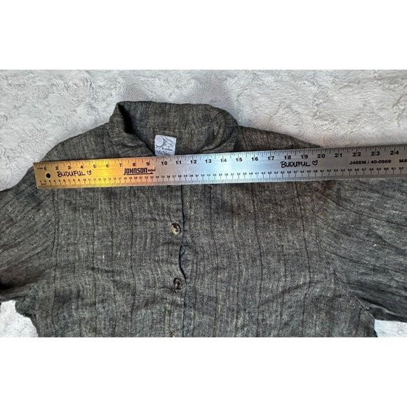 Via Vai by Pollero Button Front Long Sleeve Textured Linen Jacket Medium Gray - Picture 8 of 8